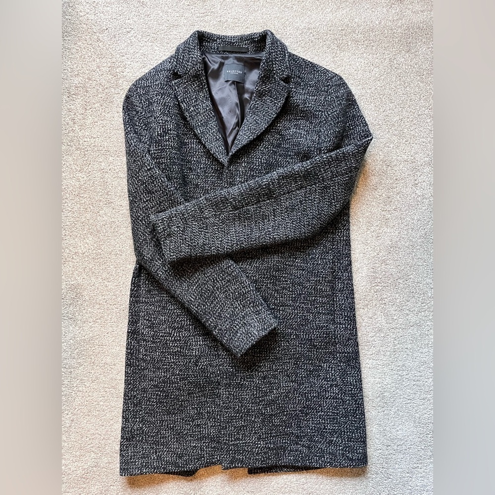 Mens Selected Homme Slhbrove Wool Top Coat Size Large EUC - Picture 11 of 13